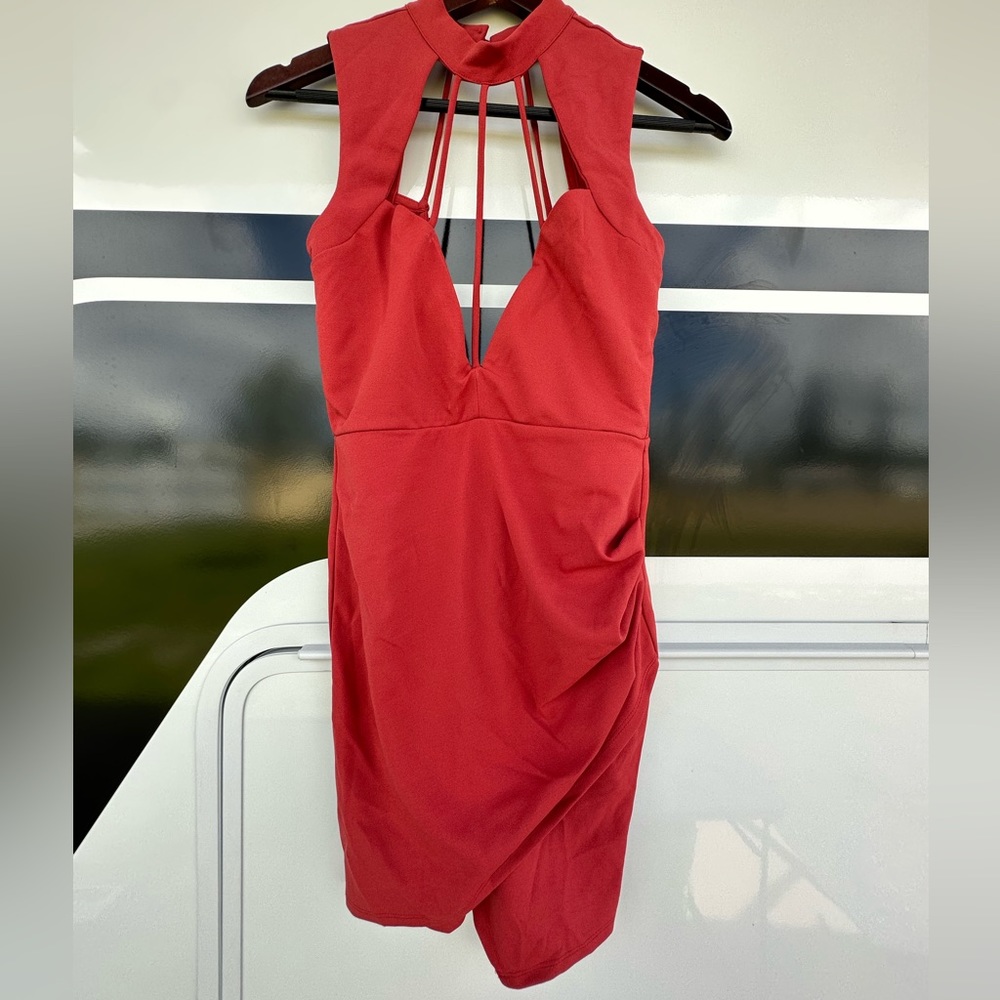 NWT Rust Dress with Cutout Chest, Size Medium